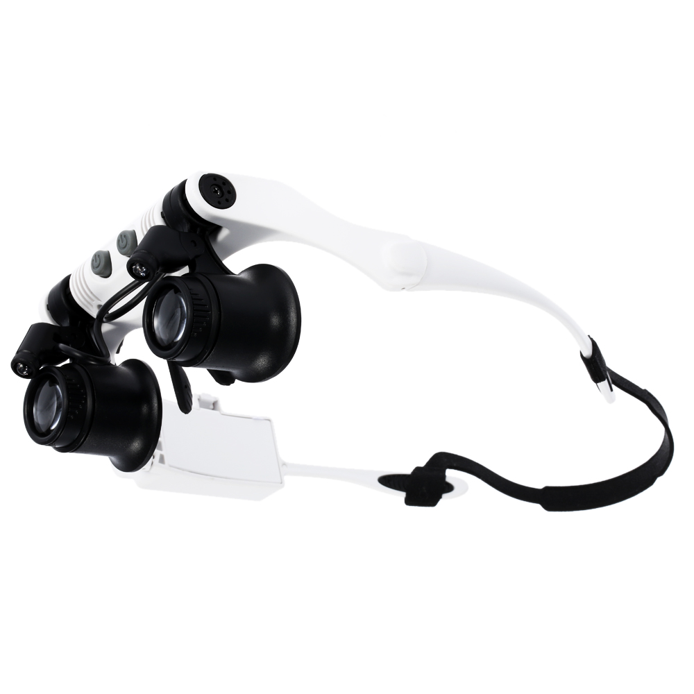 10x 15x 20x 25x Head Wearing Magnifier Magnifying Glass with 2LED Light microscope Loupe Eye lupa for Jeweler Watch Repair