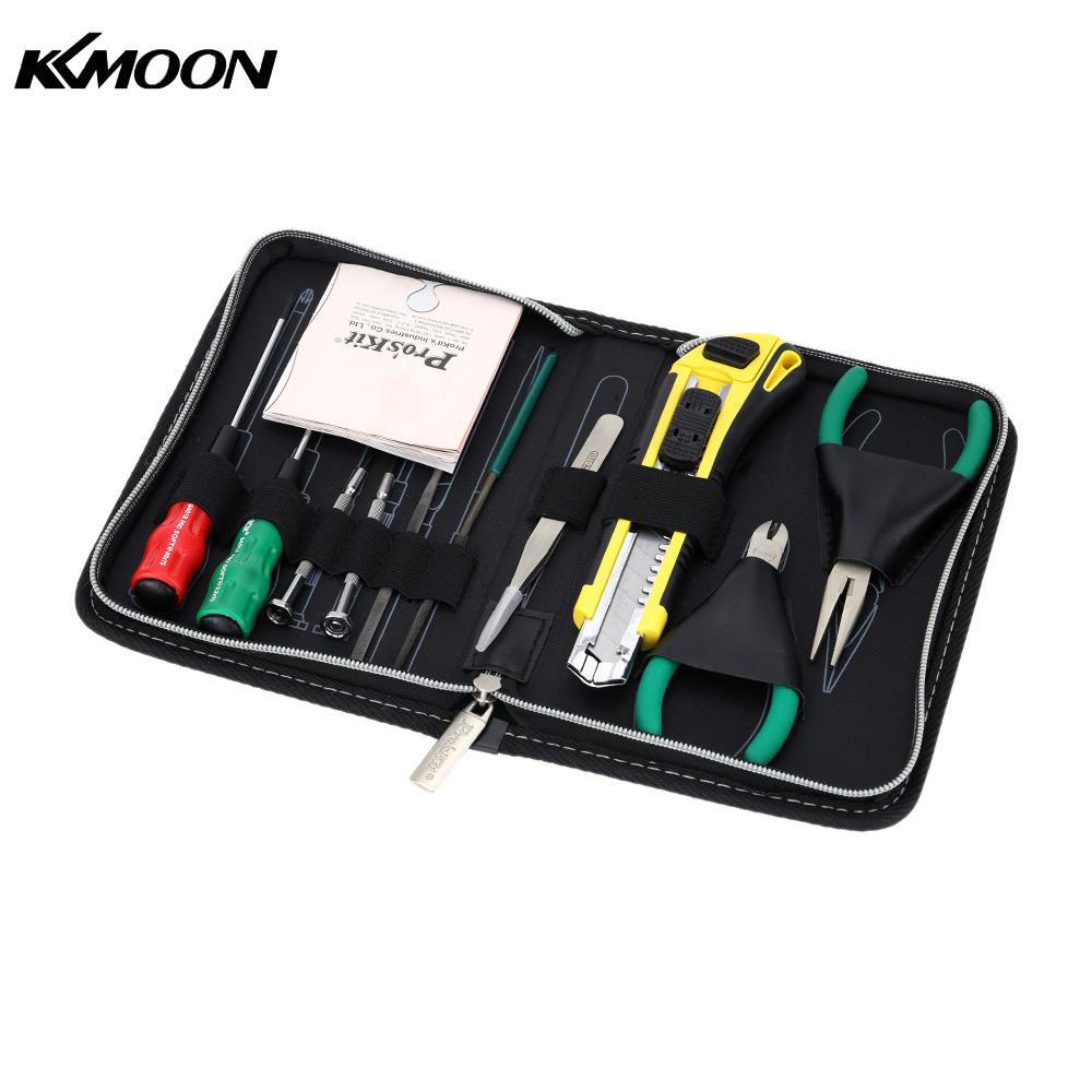 Pro sKit 1PK 301 Compact Tool Kit Professional Repair Kit with Pliers Tweezers Screwdriver in Zipper Case 10Pcs