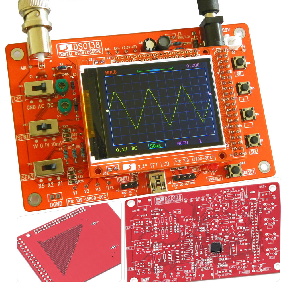 DSO138 2.4 TFT Digital Oscilloscope DIY Kit DIY Parts for osciloscopio Making Pocket size Handheld Electronic Learning Set1Msp
