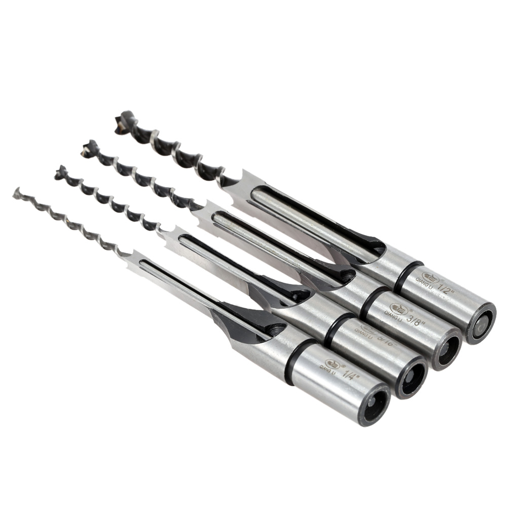 4pcs Professional Twist drill set Woodworking tools ferramentas Mortising Chisel Set Square Hole Extended Saw Set 1 4 1 2 Inch
