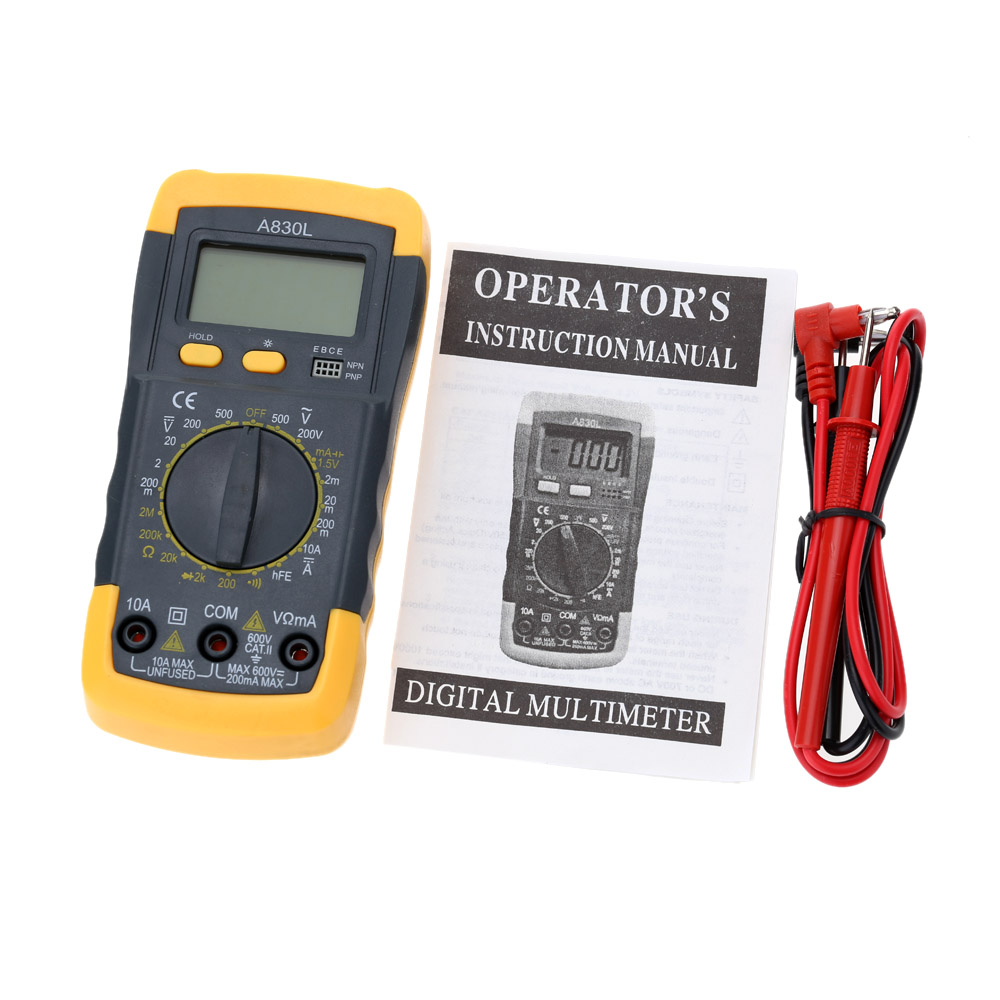LCD Digital Multimeter Voltmeter Ammeter Ohmmeter tester for AC DC voltage AC current resistance diode continuity and hFE test