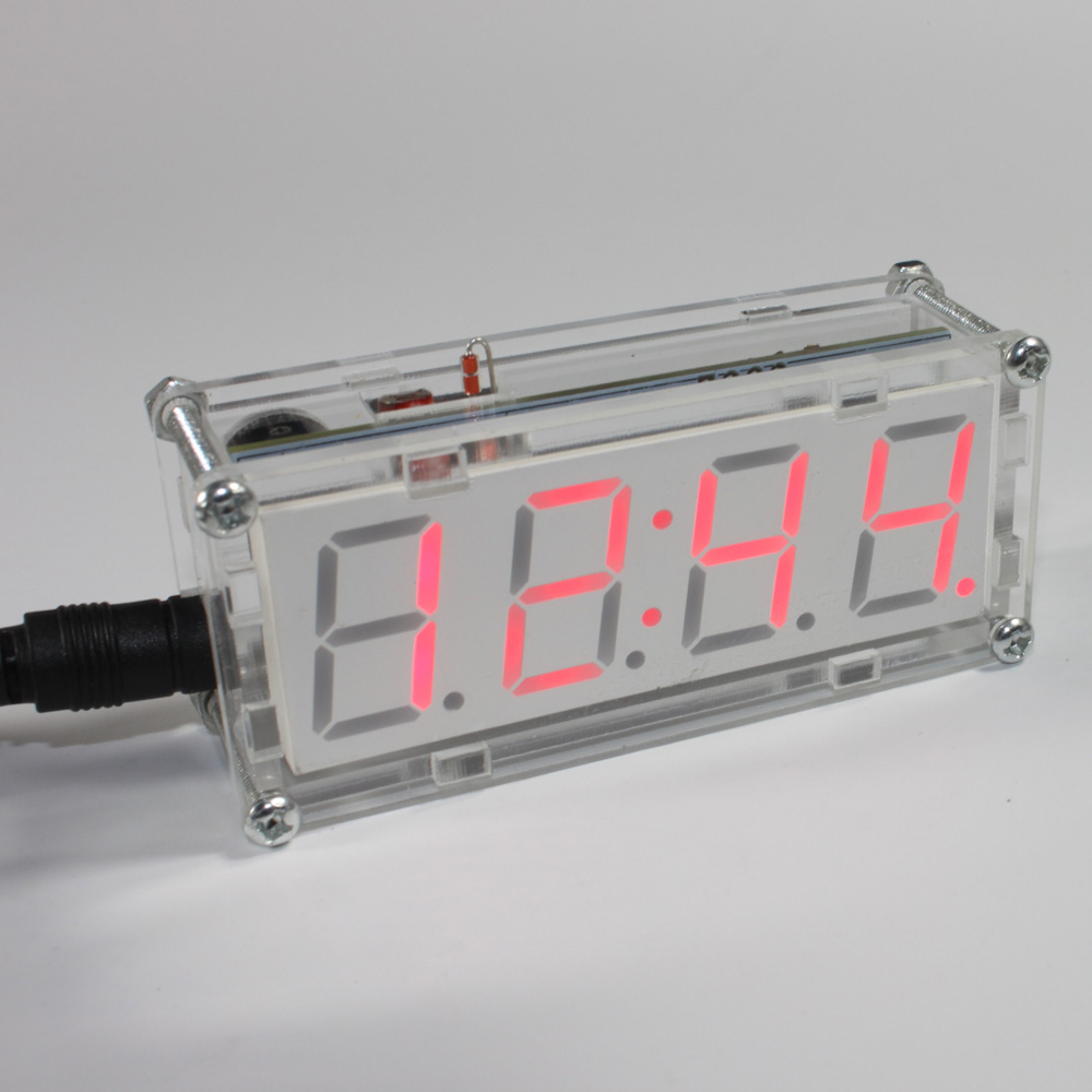 Colorful DIY LED Digital Clock Kit Microcontroller Digital Tube Clock with Thermometer Hourly Chime Function DIY Kit Module