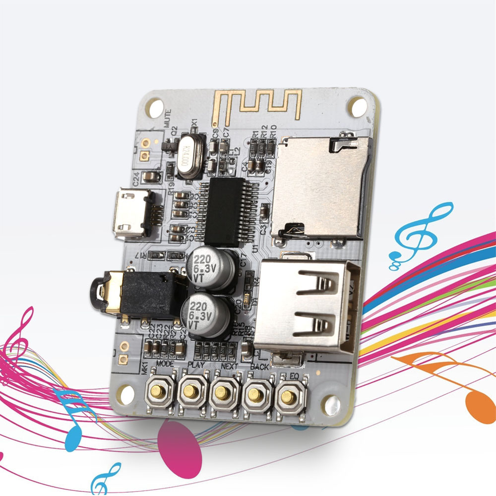 USB 5V Bluetooth 2.1 Audio Receiver Board Stereo Music Module with TF Card Slot + Acrylic DIY Case Kit Cover