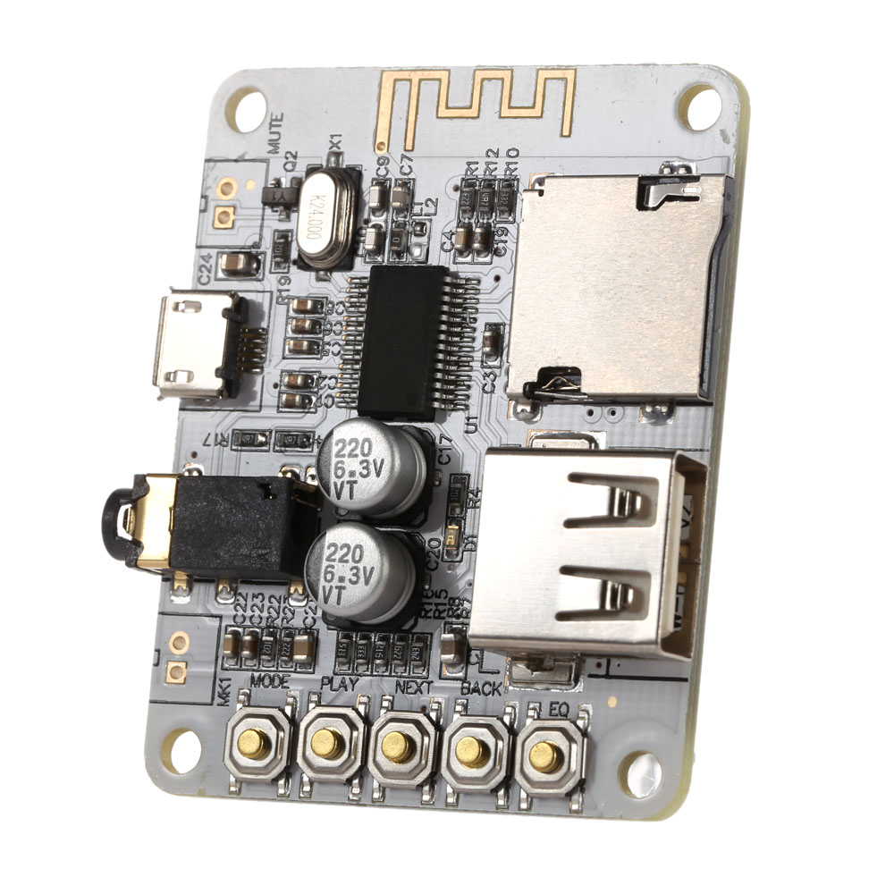 USB 5V Bluetooth 2.1 Audio Receiver Board Stereo Music Module with TF Card Slot + Acrylic DIY Case Kit Cover