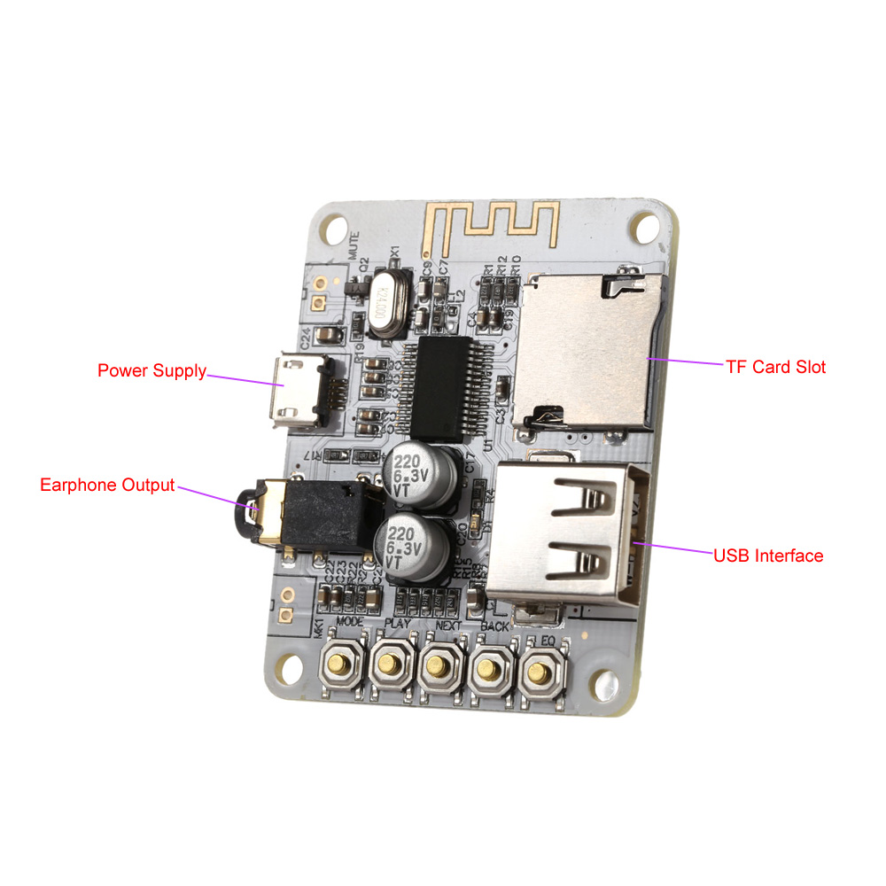 USB DC 5V Bluetooth 2.1 Audio Receiver Board Wireless Stereo Music Module with TF Card Slot