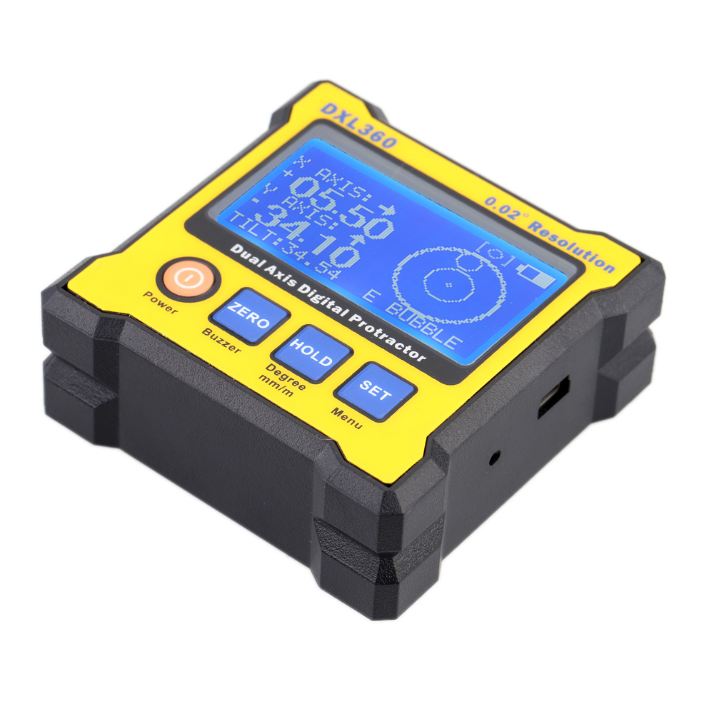DXL360 High accuracy Dual Axis Digital Angle Protractor Angle meter Dual axis Digital Level gauge with 5 Side Magnetic Base