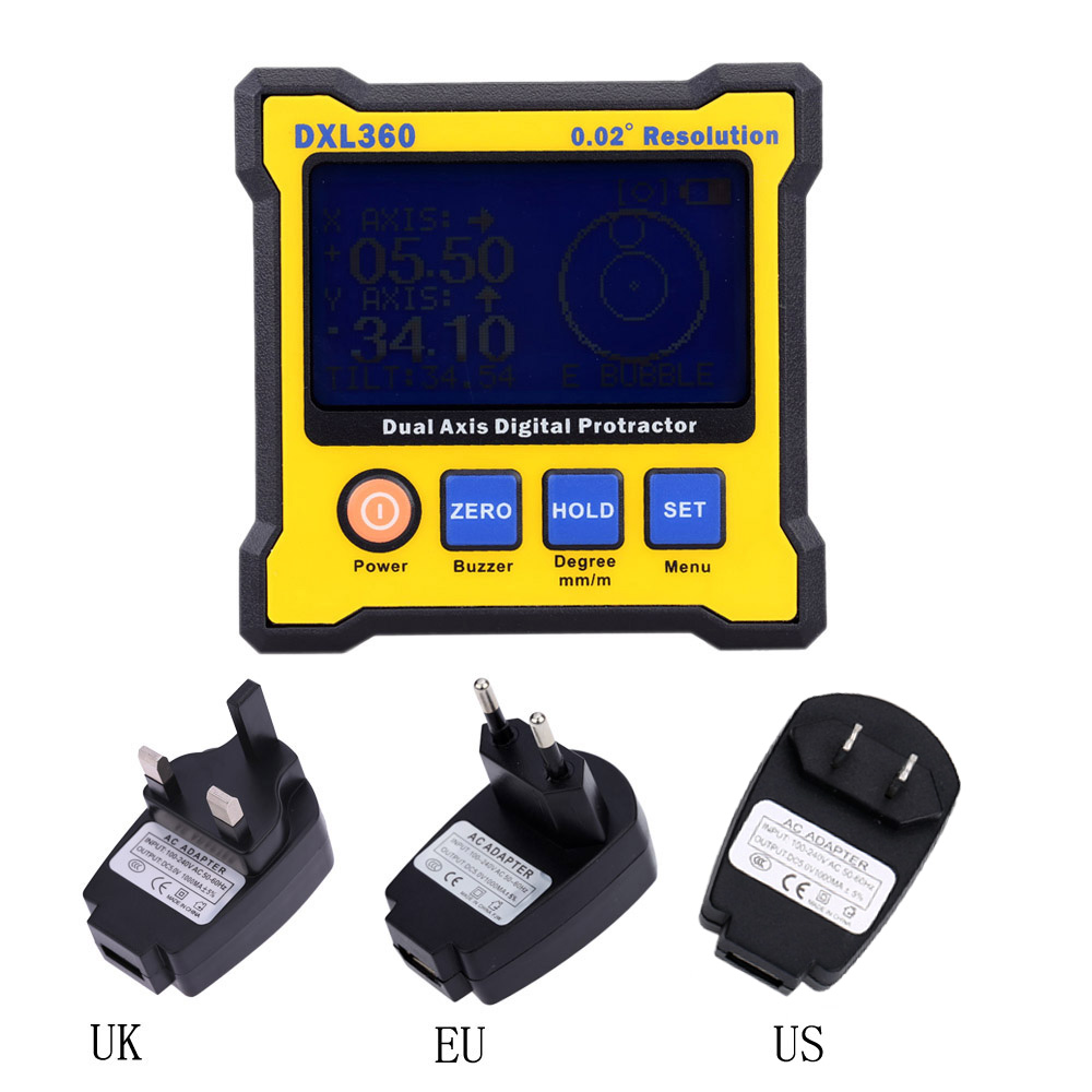 DXL360 High accuracy Dual Axis Digital Angle Protractor Angle meter Dual axis Digital Level gauge with 5 Side Magnetic Base