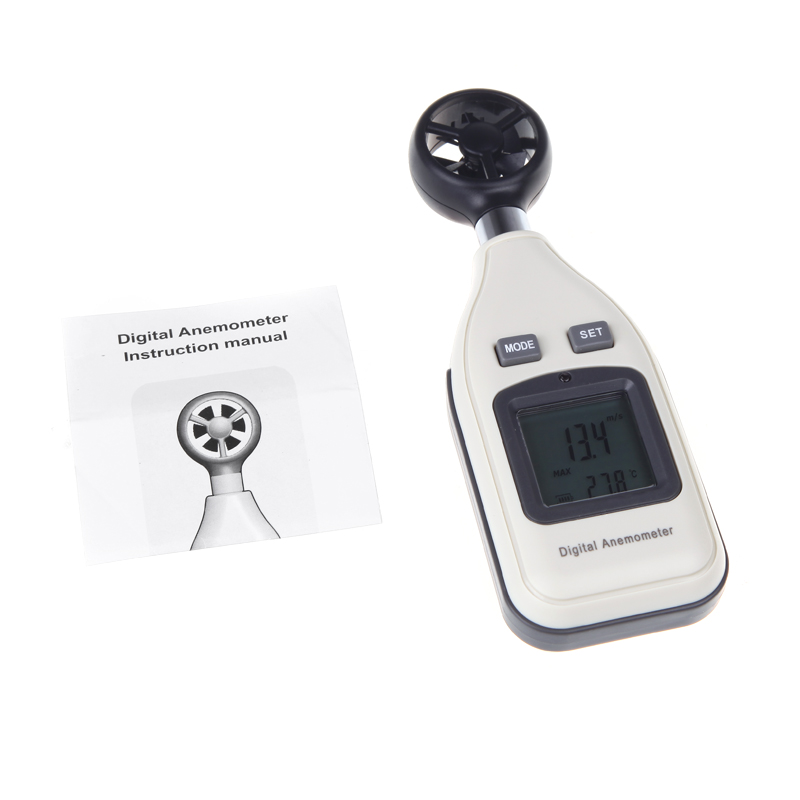 Digital Air Velocity Temperature Anemometer Wind Speed Meter Thermometer LCD Tachometer Motor