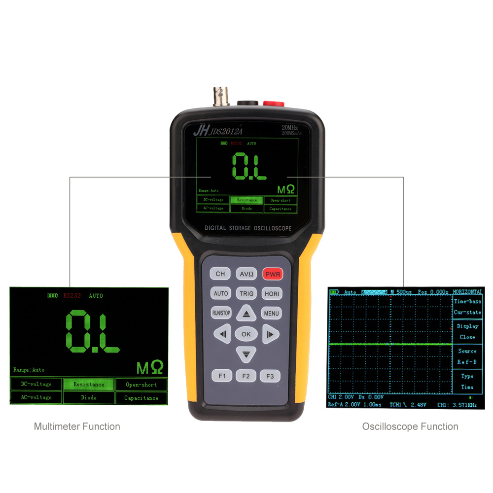 Handheld Multi functional Digital 1CH Oscilloscope Portable Scope Meter 20MHz 200MSa s Multimeter 4000 Counts logic Analyzer