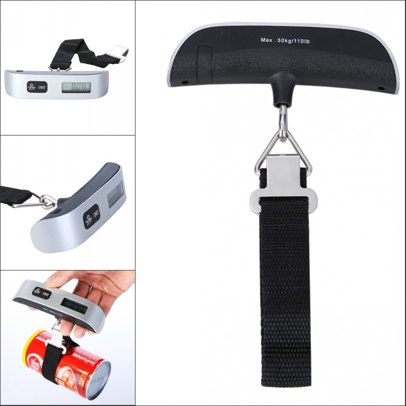 Mini Digital Scale Balance Electronic Luggage Scale Portable LCD Display Scale Weight Weighting for Travel 50kgx10g 110Lbx0.02Lb