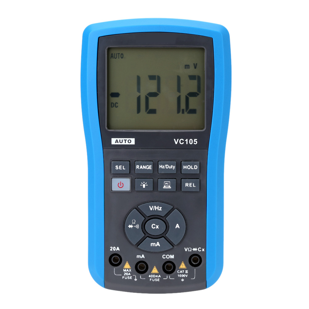VC105 LCD Water Resistant Digital Multimeter Voltmeter Ammeter DC AC Auto Range Voltage Current Resistance Diode Testing Meter