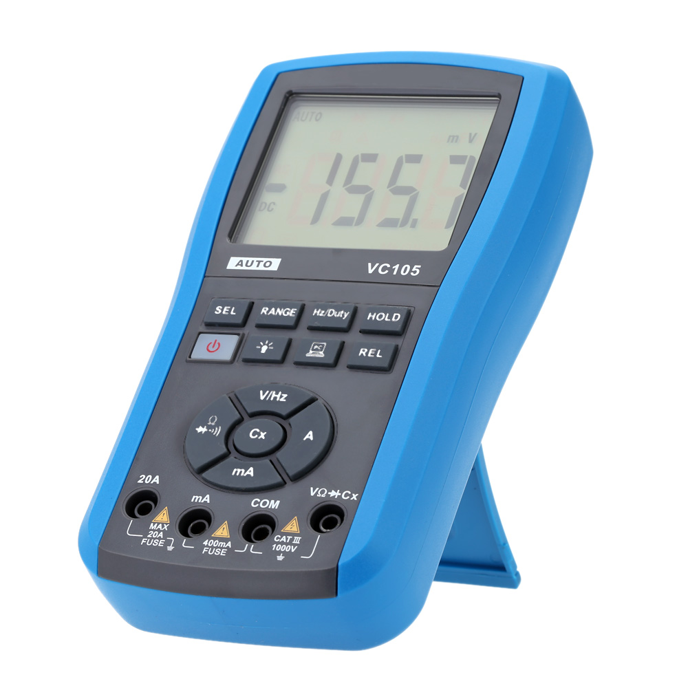 VC105 LCD Water Resistant Digital Multimeter Voltmeter Ammeter DC AC Auto Range Voltage Current Resistance Diode Testing Meter