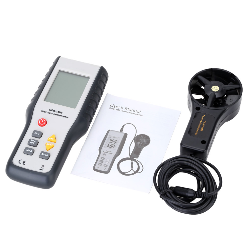 High Sensitive Anemometer LCD CFM CMM Display Wind Speed Anemograph Thermal Thermo Anemometer Infrared Thermometer Measurement