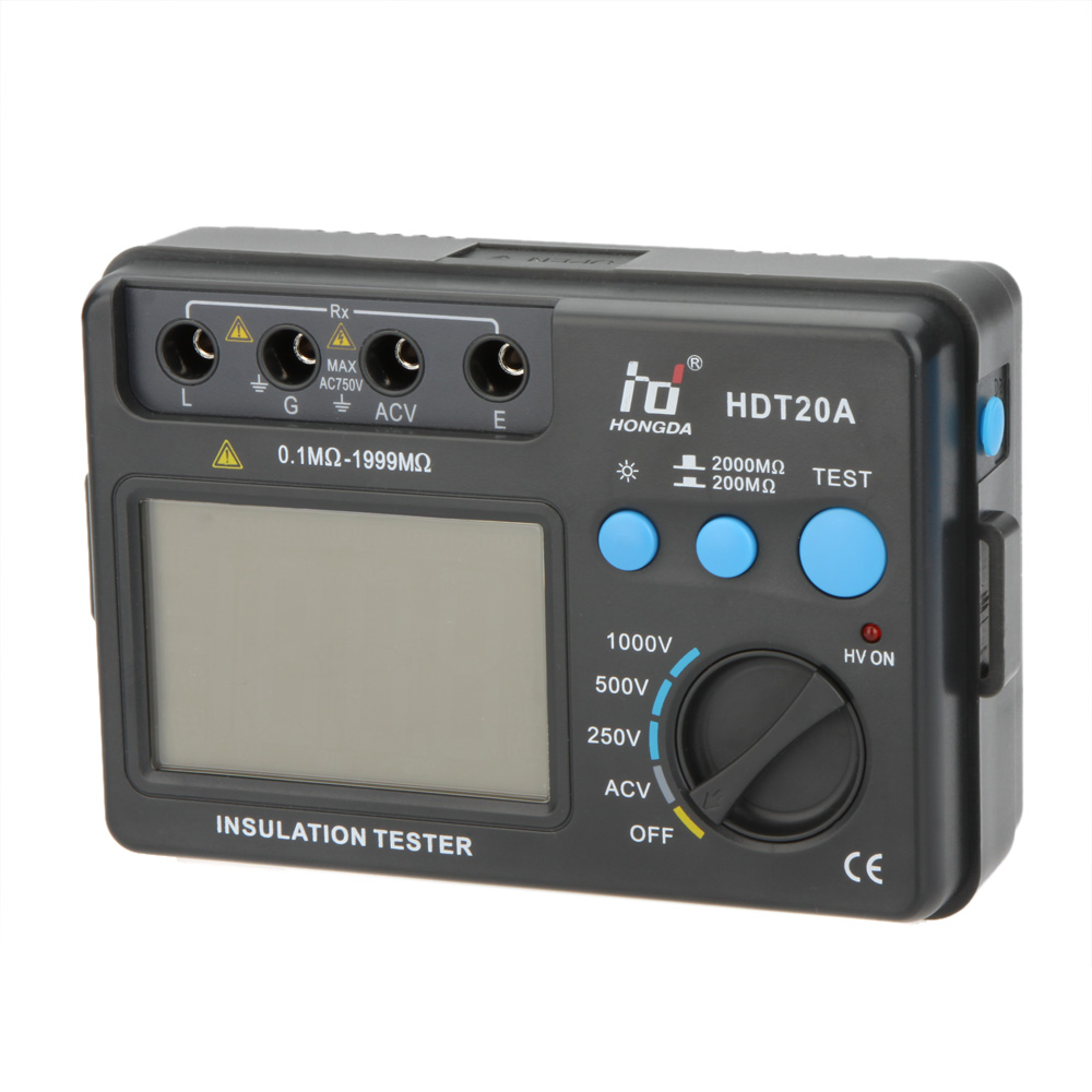 HD HDT20A Insulation Resistance Tester Meter Megohmmeter Voltmeter electronic diagnostic tool esr meter 1000V w LCD Backlight