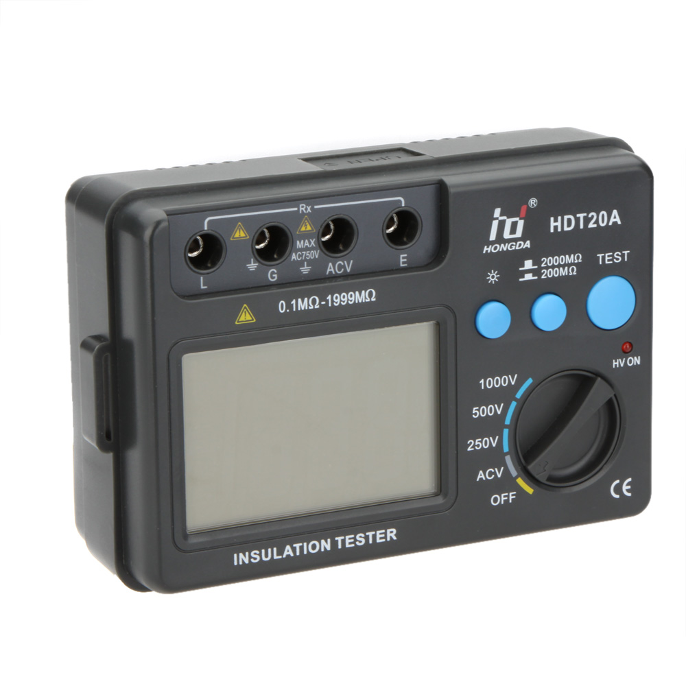 HD HDT20A Insulation Resistance Tester Meter Megohmmeter Voltmeter electronic diagnostic tool esr meter 1000V w LCD Backlight