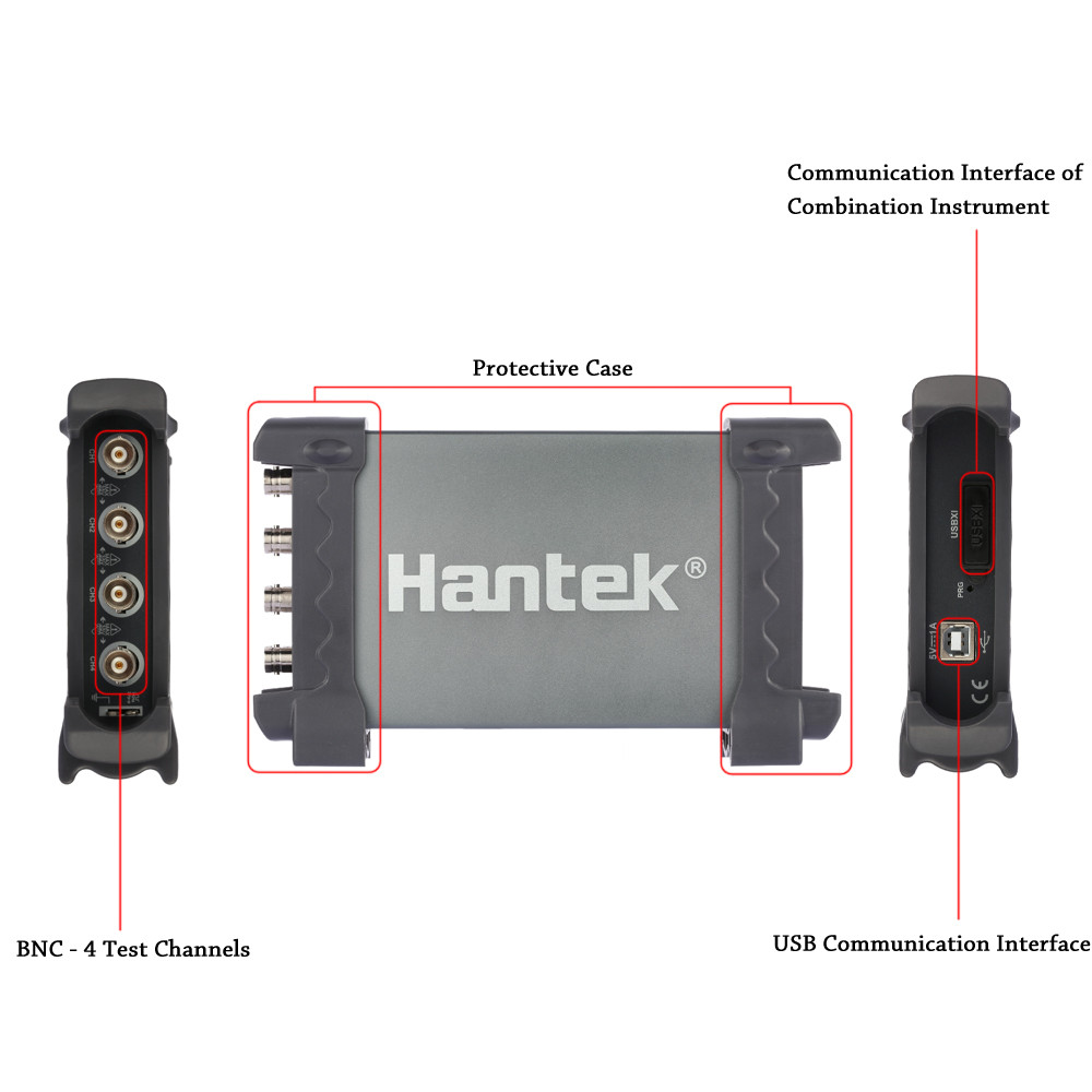 Hantek 6204BC USB Digital Storage Oscilloscope Sensitive Virtual oscilloscope 200MHz 4 CH 1GSa s logic analyzer diagnostic tool