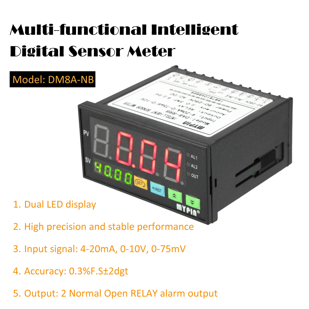 Digital Sensor Meter Multi functional Intelligent Pressure Transmitters LED Display 0 75mV 4 20mA 0 10V 2 Relay Alarm Output