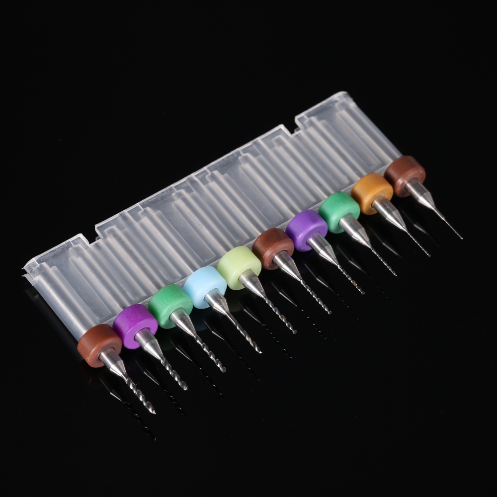 10pcs Micro Mini Twist Drill Bits Set PCB Print Circuit Board Tungsten Carbide Engraving Tool for PCB Circuit Board 0.3 1.2mm