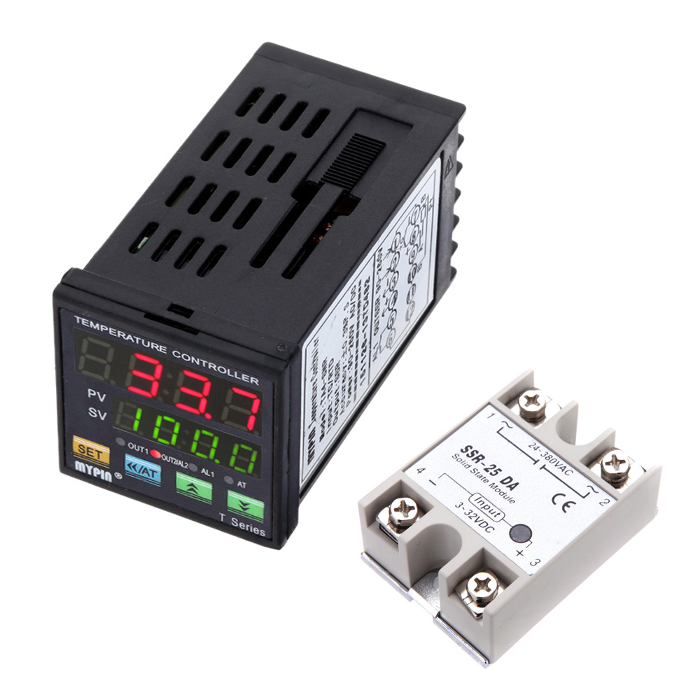 Digital Thermometer LED PID Temperature Controller Heat Cool Tool SNR TC RTD + SSR 25 DA Solid State Relay Module 24V 380V 25A
