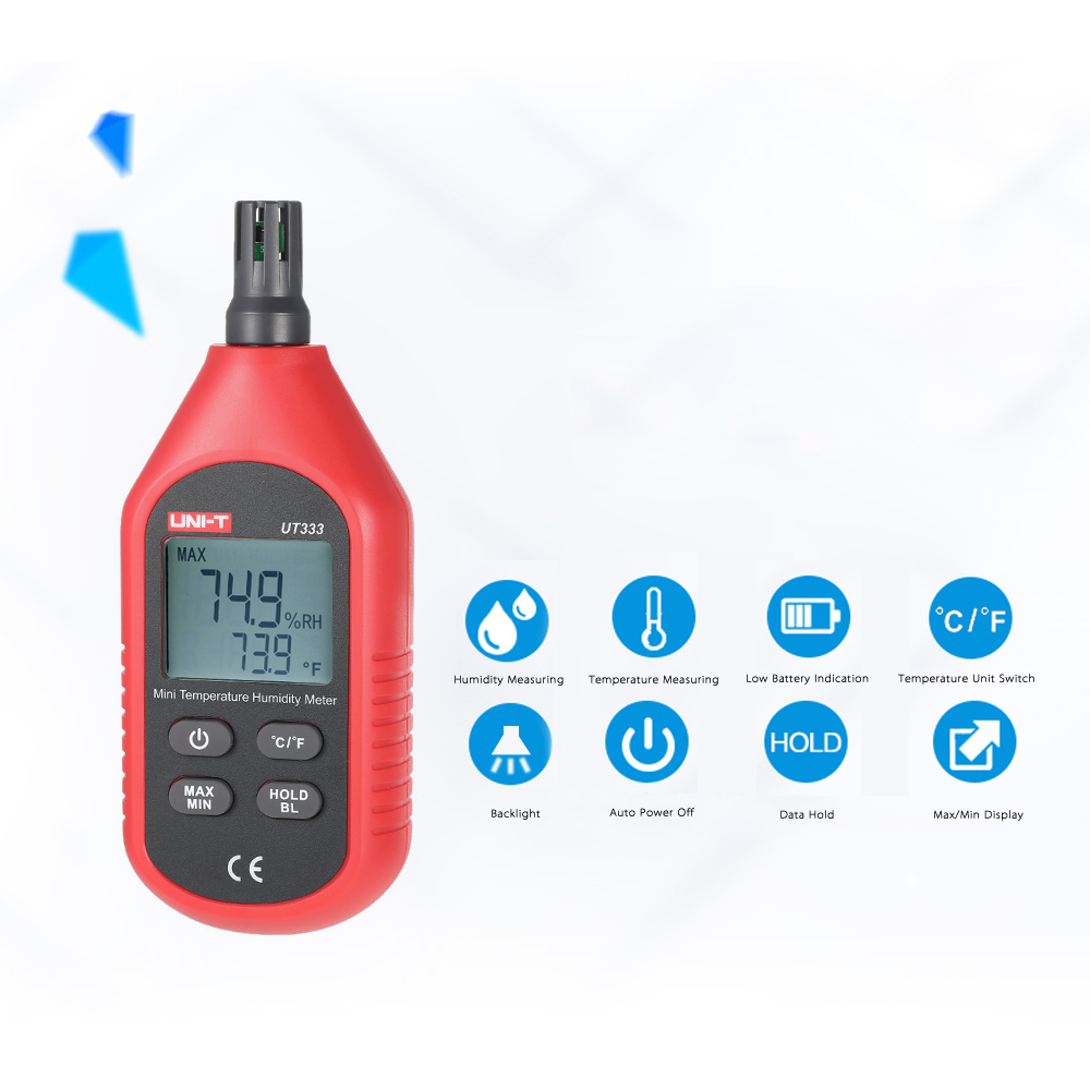 UNI T Digital Temperature Humidity Meter Thermometer Hygrometer UT333 C F Portable Indoor Mini Thermometer Hygrometer Display
