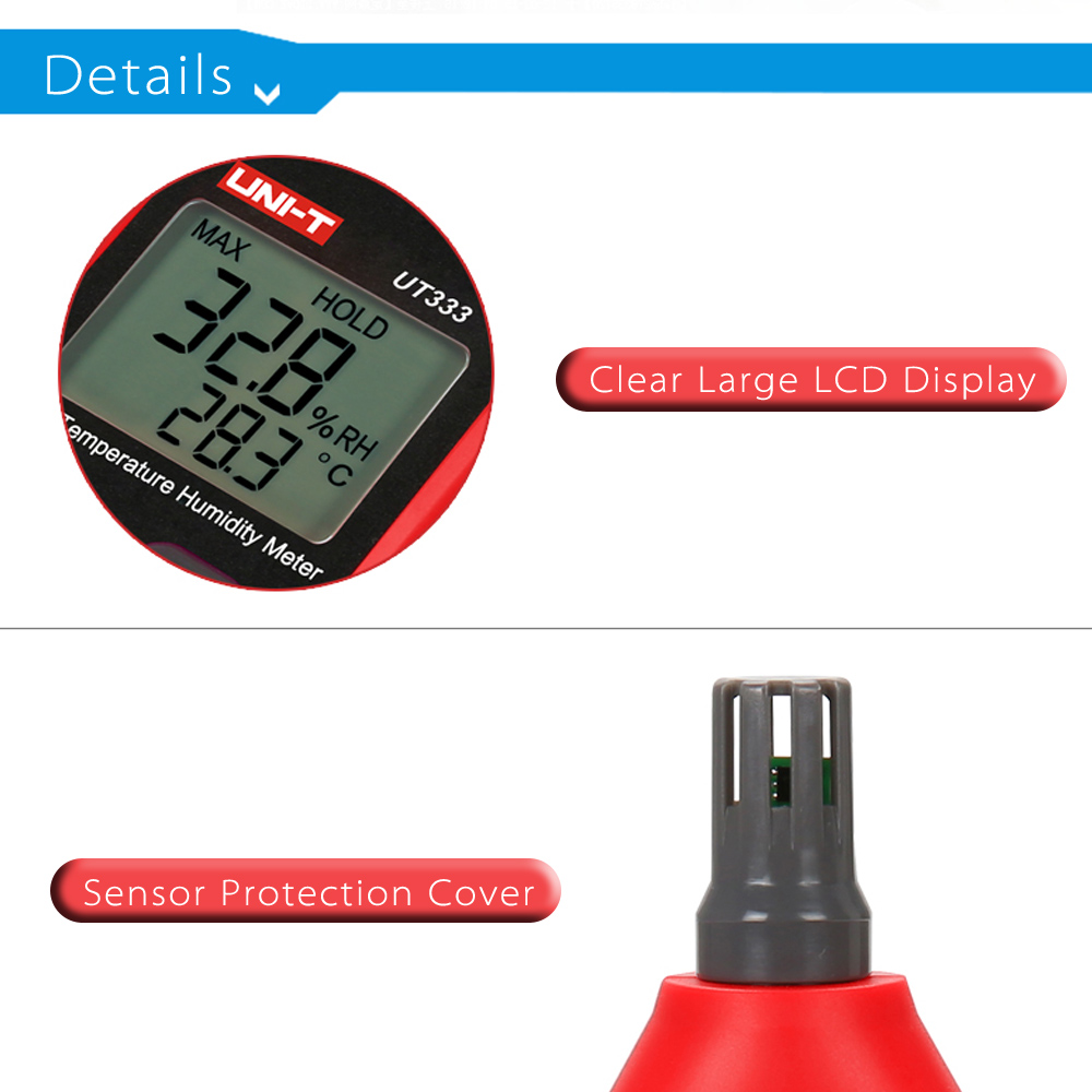 UNI T Digital Temperature Humidity Meter Thermometer Hygrometer UT333 C F Portable Indoor Mini Thermometer Hygrometer Display