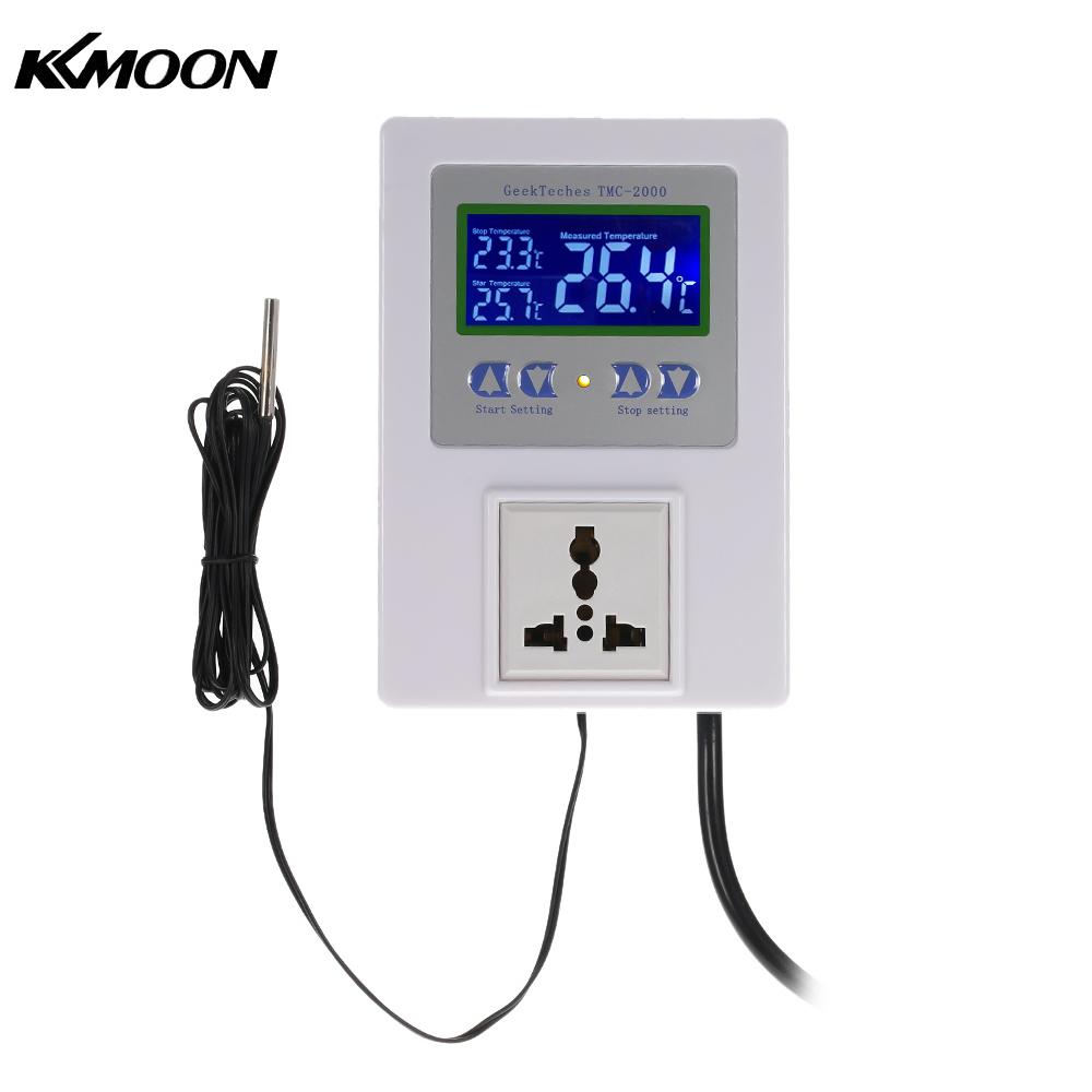 Digital Intelligent Pre wired Temperature Controller Outlet with Sensor Thermostat Heating Cooling Control AC110 240V 10A LCD