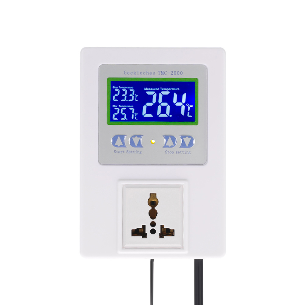 Digital Intelligent Pre wired Temperature Controller Outlet with Sensor Thermostat Heating Cooling Control AC110 240V 10A LCD