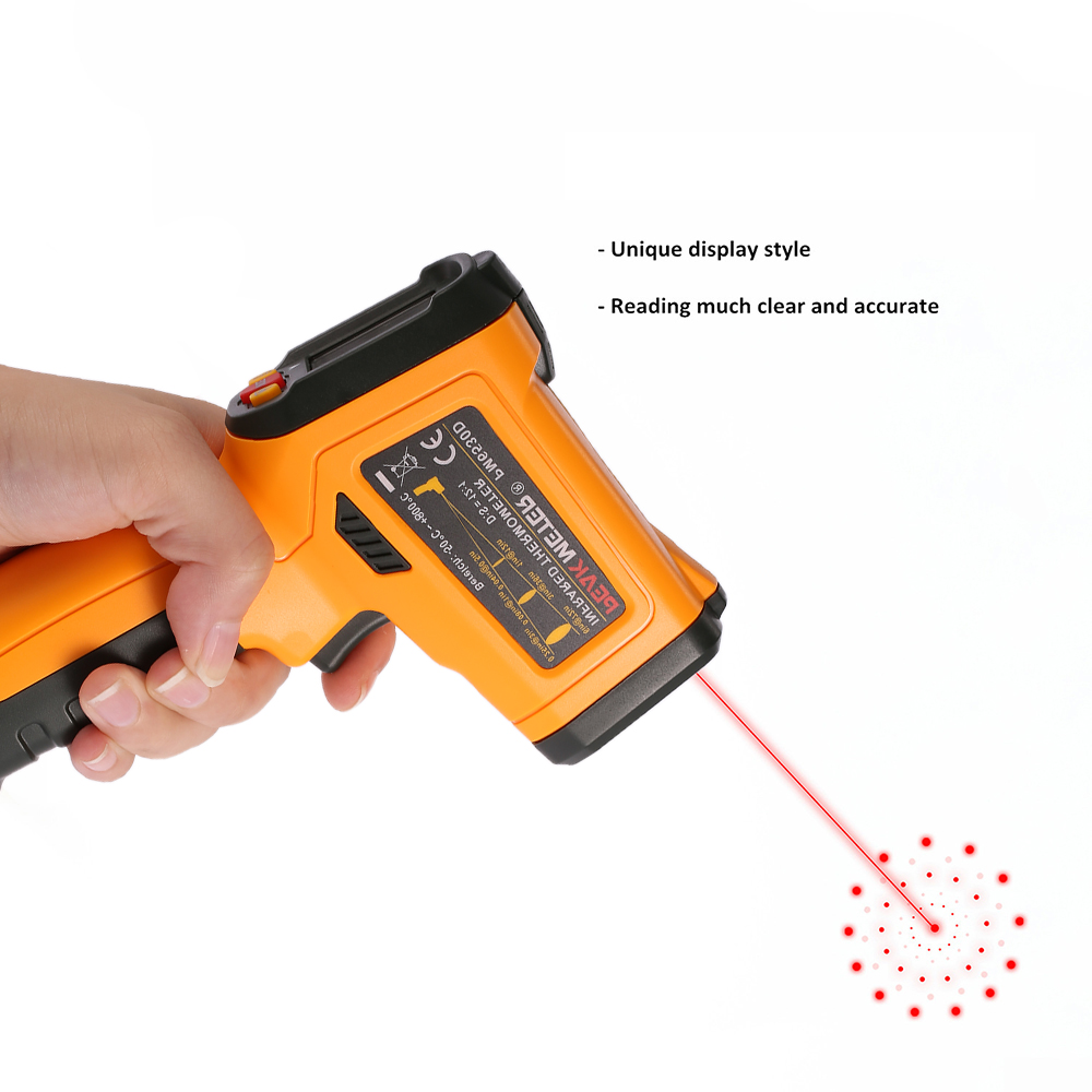 Digital Infrared IR Thermometer Temperature Humidity Dew Point Tester K Type Thermocouple with UV Light Adjustable Emissivity