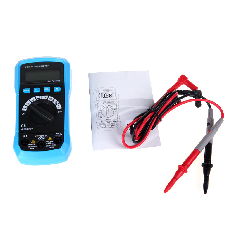 Mini Digital Multimeter DC AC Voltage Current Tongs Resistance Frequency and Diode Tester Auto range Max Data Continuity Check