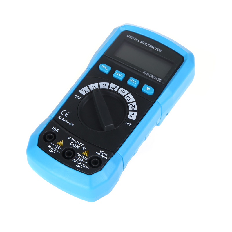 Mini Digital Multimeter DC AC Voltage Current Tongs Resistance Frequency and Diode Tester Auto range Max Data Continuity Check