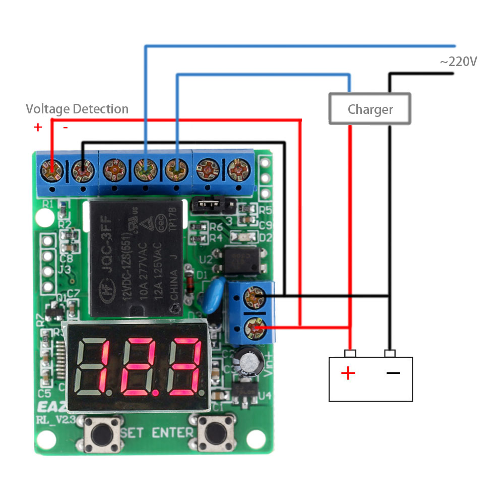 DC 12V Relay Module Voltage Detection Charging Discharge Monitor Test