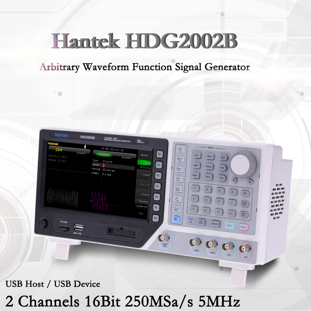 Hantek HDG2002B 5MHz 250MSa s 2 Channels signal generator Arbitrary Waveform Function Generator 16 Bits frequency generator