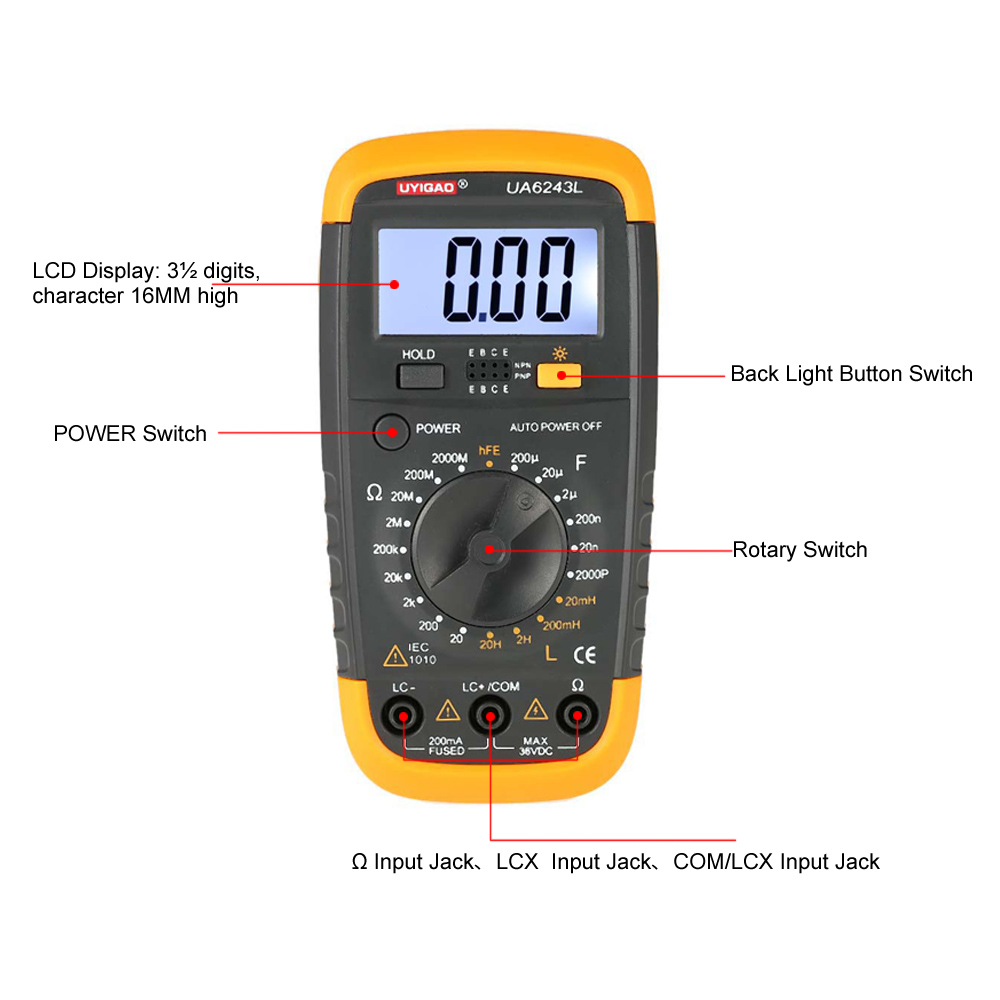 Brand New Digital Multimeter Mini multimetro Portable Inductance Resistance Capacitance Meter Tester hFE Triode diagnostic tool