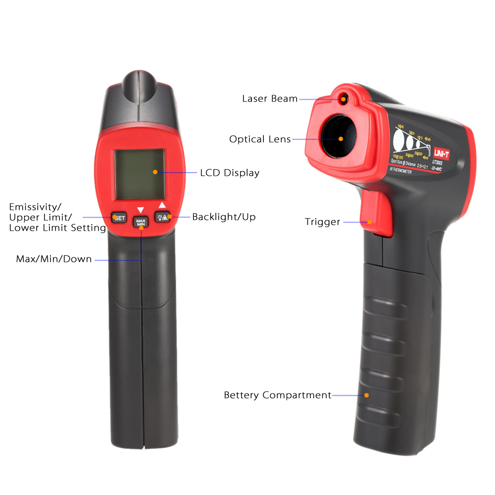 UNI T Digital Infrared Thermometer Mini Handheld Non contact Digital Infrared IR Thermometer Temperature Tester 32~400C