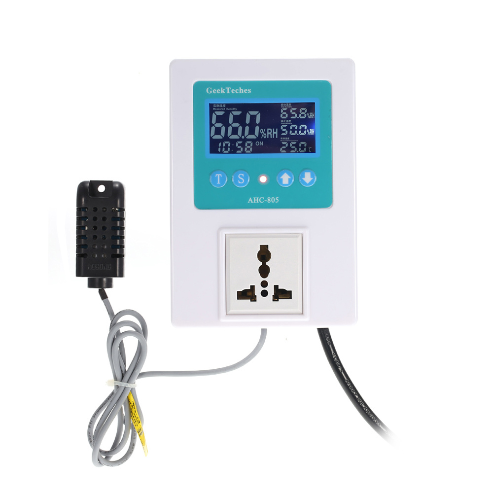 10A Digital Humidity Controller Sensor Humidification Dehumidification Control Current Temperature Display Timing Hygrometer