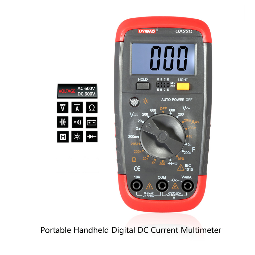 Mini Handheld Digital LCD Mulitimeter Capacitance Measurement DC AC Voltage DC Current Resistance Meter Diode Continuity Tester