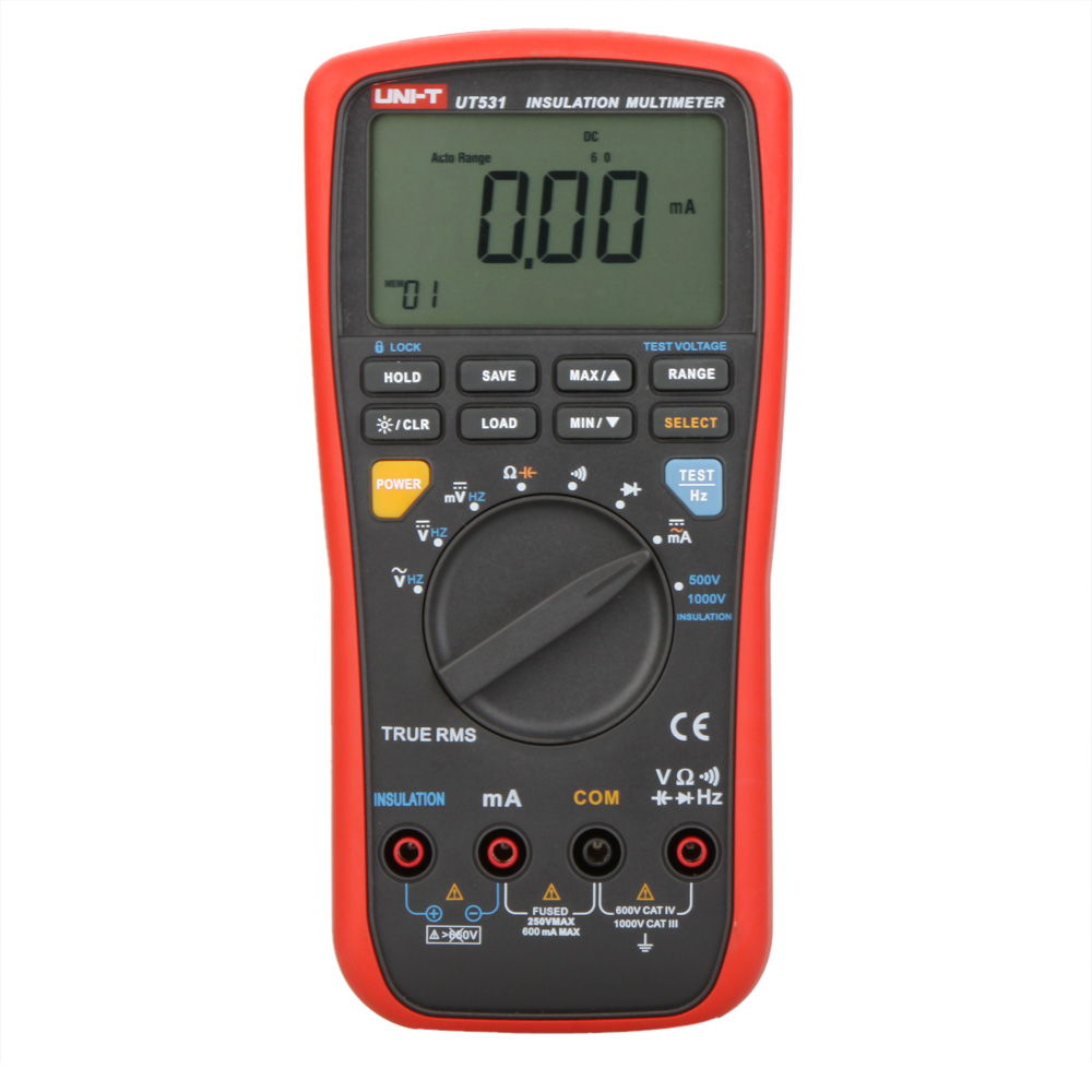 UNI T Insulation Resistance Multimeter True RMS Auto Range Digital Multimeter Capacitor Volt Ohm Ammeter Voltmeter Current Tongs