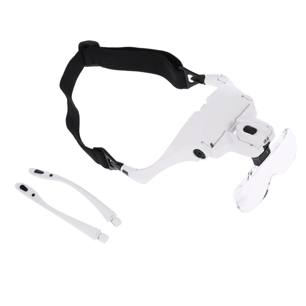 5 Lens lupa 1.0X 3.5X Magnifier Adjustable Bracket Headband Glasses Loupe magnifying glass with 2 Lights Goggles Magnifying Tool