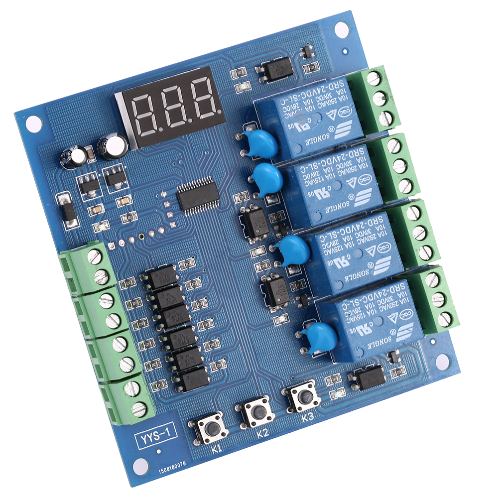 DC12V 24V 4 Channel Relay Module Programmable Signal Trigger Delay Timer PLC Board Digital Adjustment Switch Control
