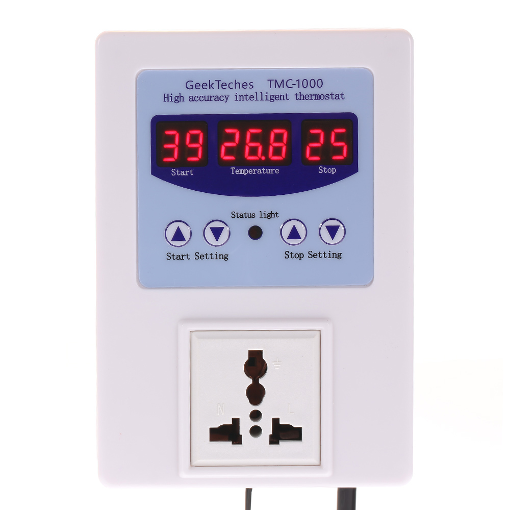 LED Digital Intelligent Pre wired Temperature Controller Outlet therometer Thermostat Heating Cooling Control AC110 240V 10A