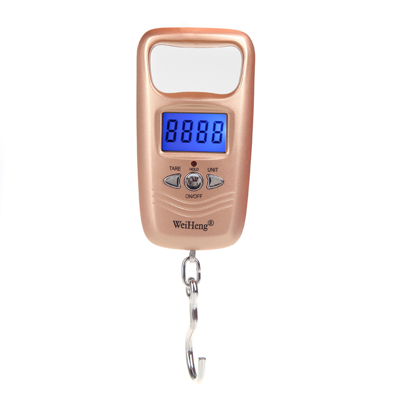 mini Electronic Hanging Scale portable Digital scale Pocket Double Precision luggage scale Weight Hook LCD Display 50kg Golden