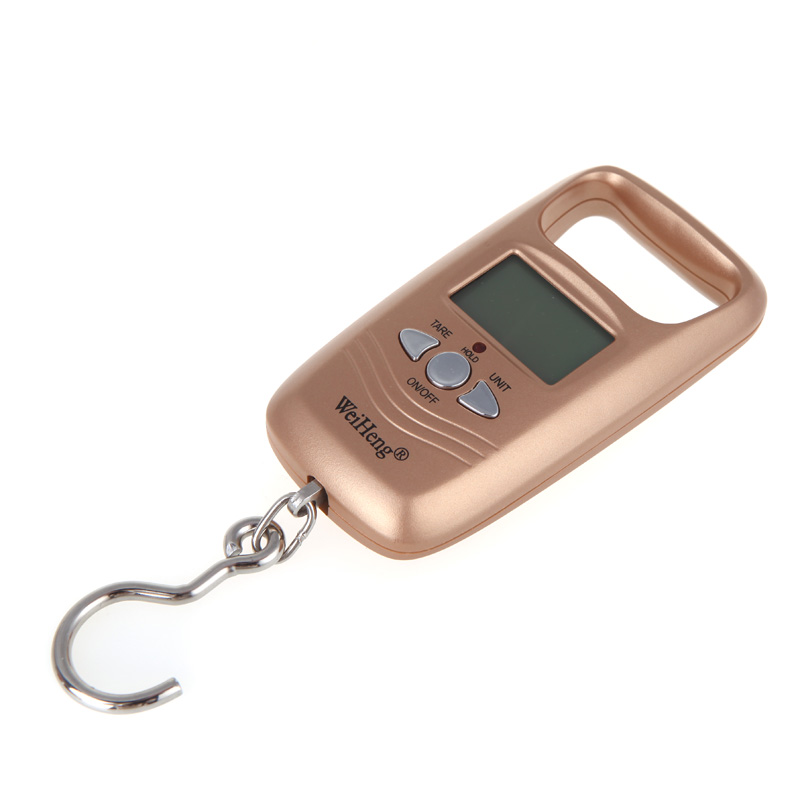 mini Electronic Hanging Scale portable Digital scale Pocket Double Precision luggage scale Weight Hook LCD Display 50kg Golden