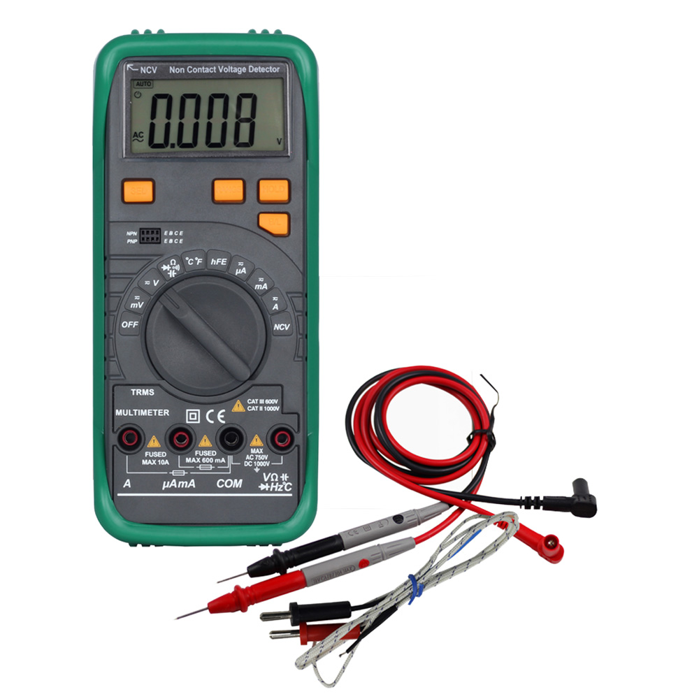 Digital Multimeter Voltage Current Meter Resistance Diode Capaticance Tester Temperature Meaurer Auto Manual Range NCV Function