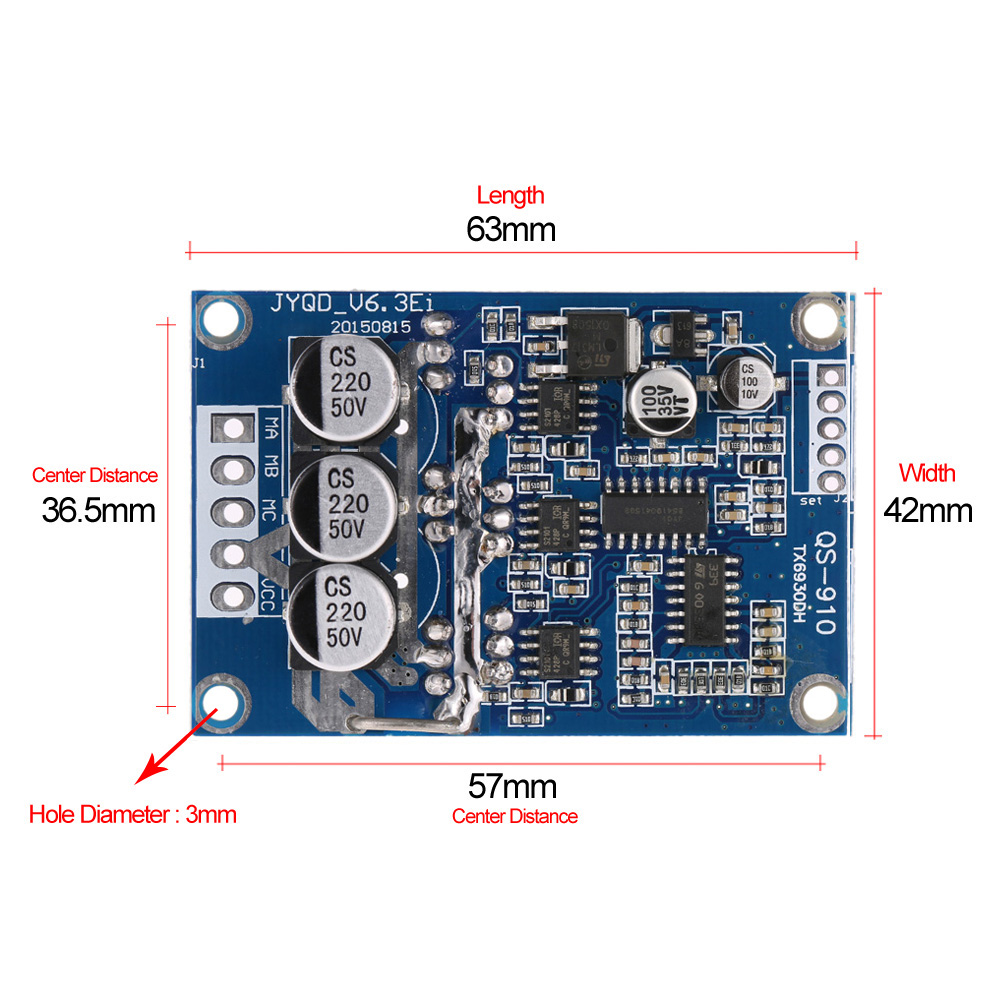 Motor Controller DC 12V 36V 500W Brushless Motor Controller Without Hall PWM Control Balanced Car Driver Board