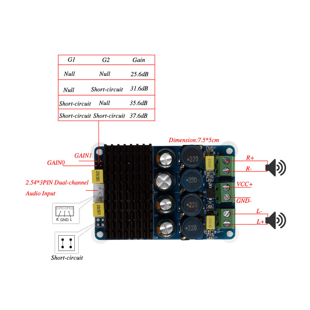 Quality Sound Power Amplifier Board Dual Channel Digital Audio Stereo Power Amplifier 2x100W DC 8 32V Amplifier for Home Audio