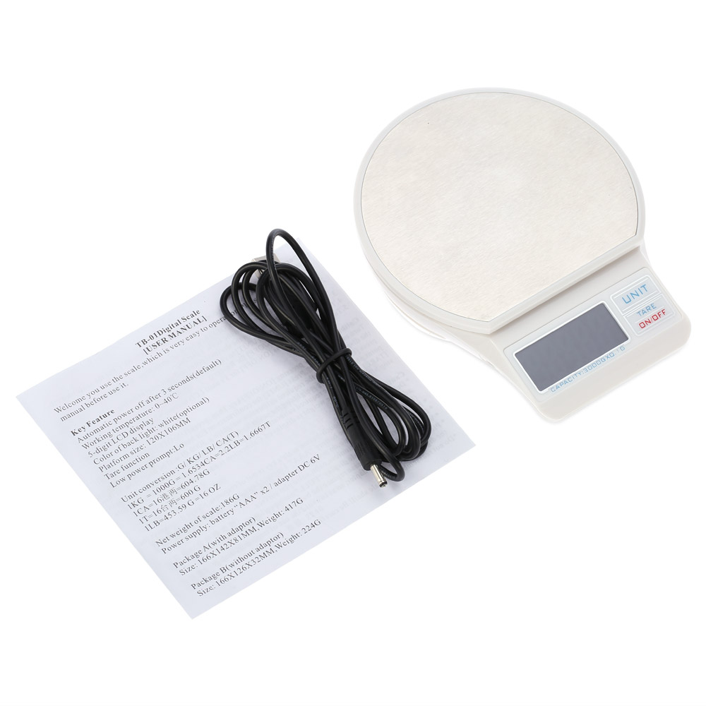 3000g 0.1g Mini Digital Electronic Scales Balance Professional Pocket Scale Kitchen Food Weight Weighting Scales Tool White