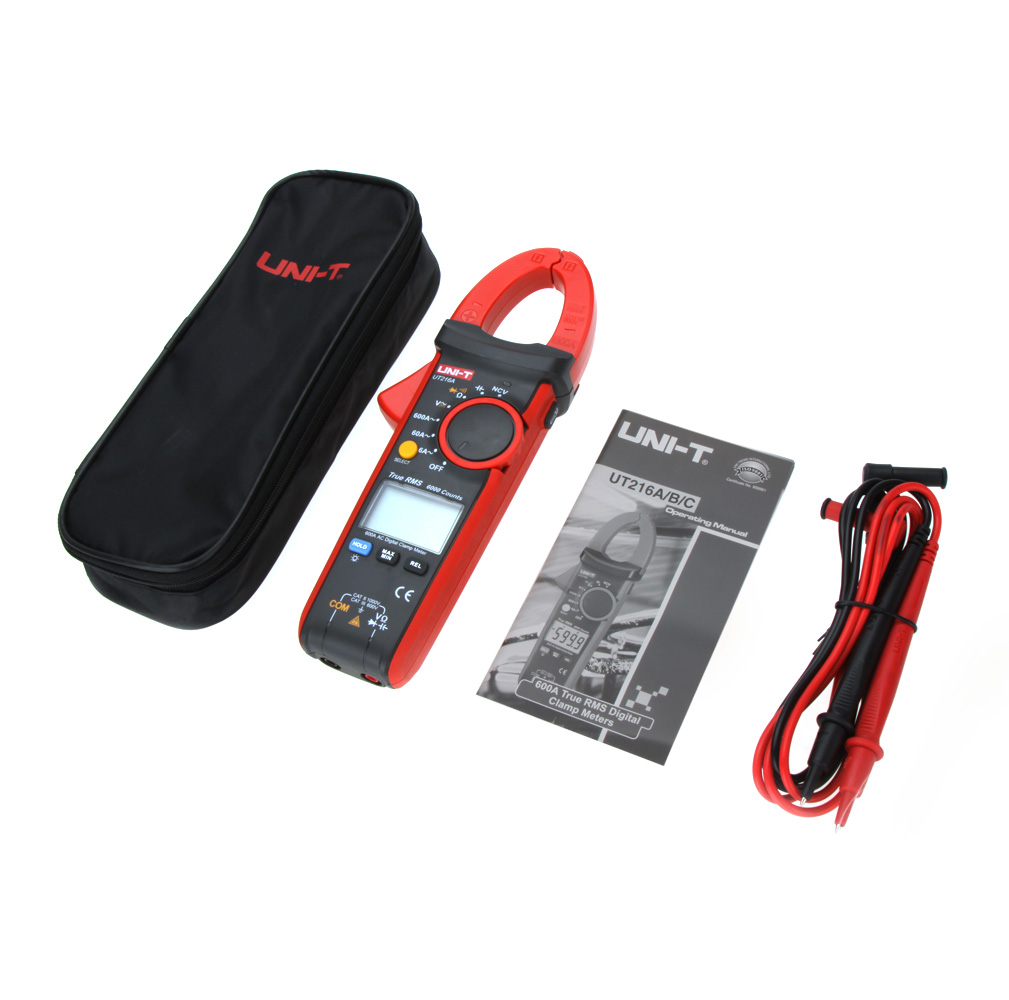 UNI T UT216A True RMS Digital Clamp Meter Multimeter Auto Range w NCV Capacitance AC DC Voltage AC Current Tongs Ohm Tester