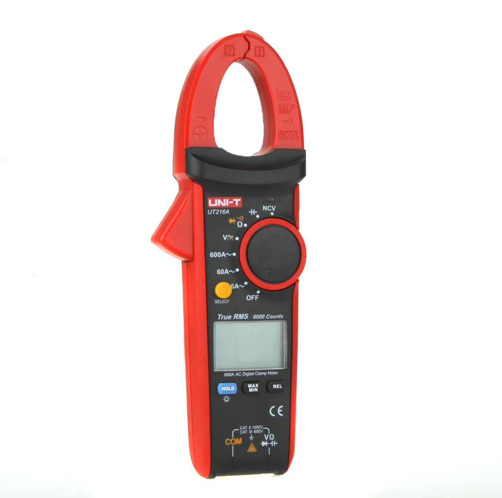 UNI T UT216A True RMS Digital Clamp Meter Multimeter Auto Range w NCV Capacitance AC DC Voltage AC Current Tongs Ohm Tester