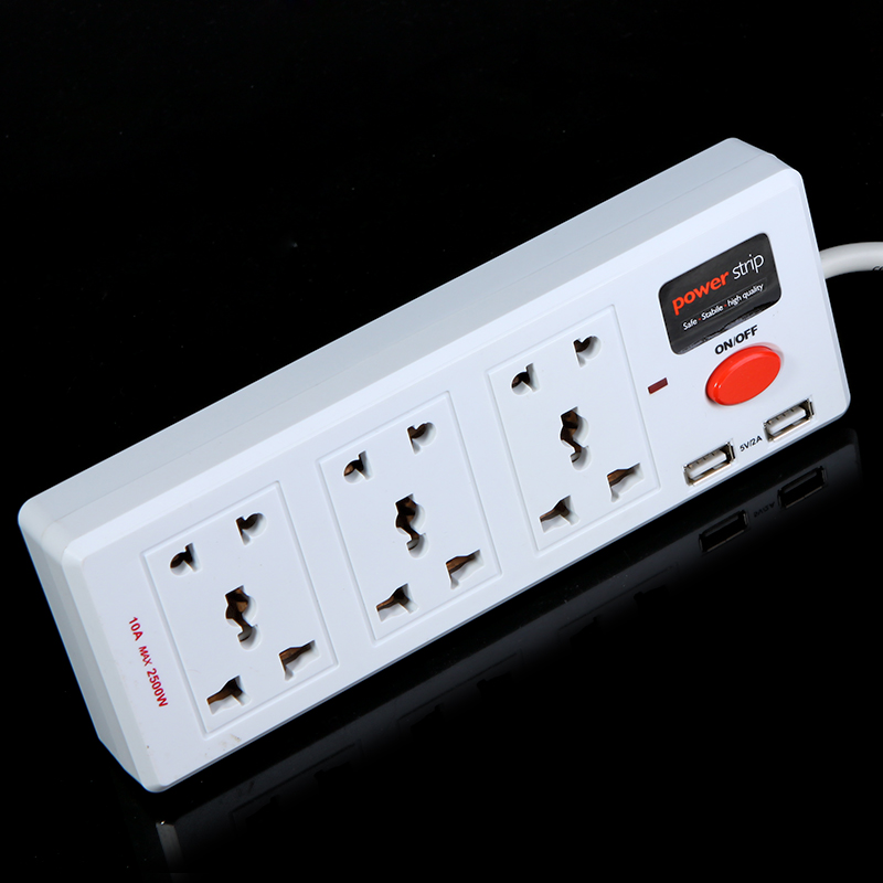 Multi Function 6 Outlet 2 USB Charger Port Power Strip Circuit Breaker Multi functional plug