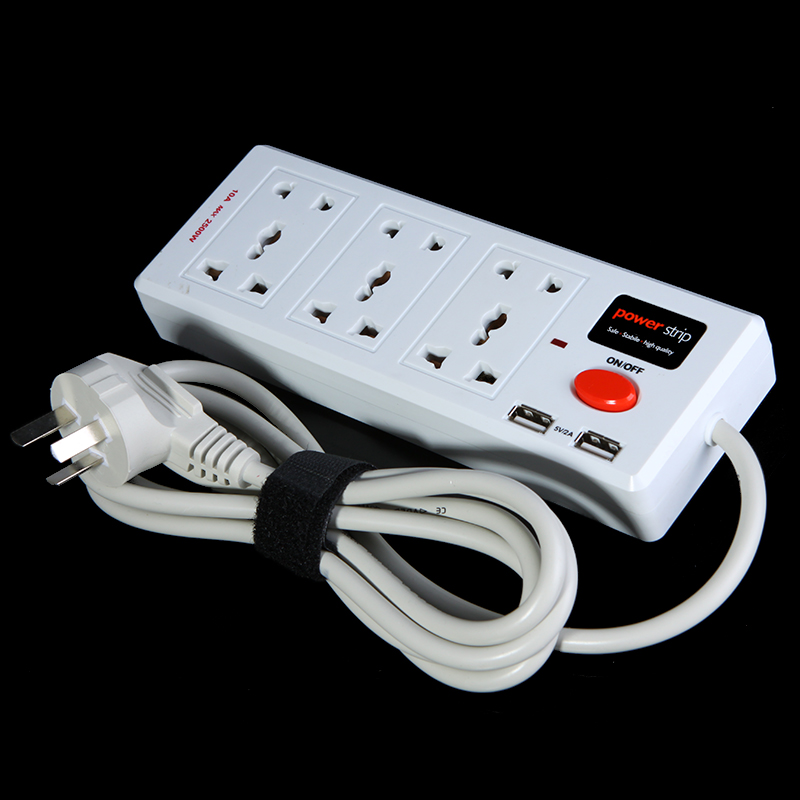 Multi Function 6 Outlet 2 USB Charger Port Power Strip Circuit Breaker Multi functional plug